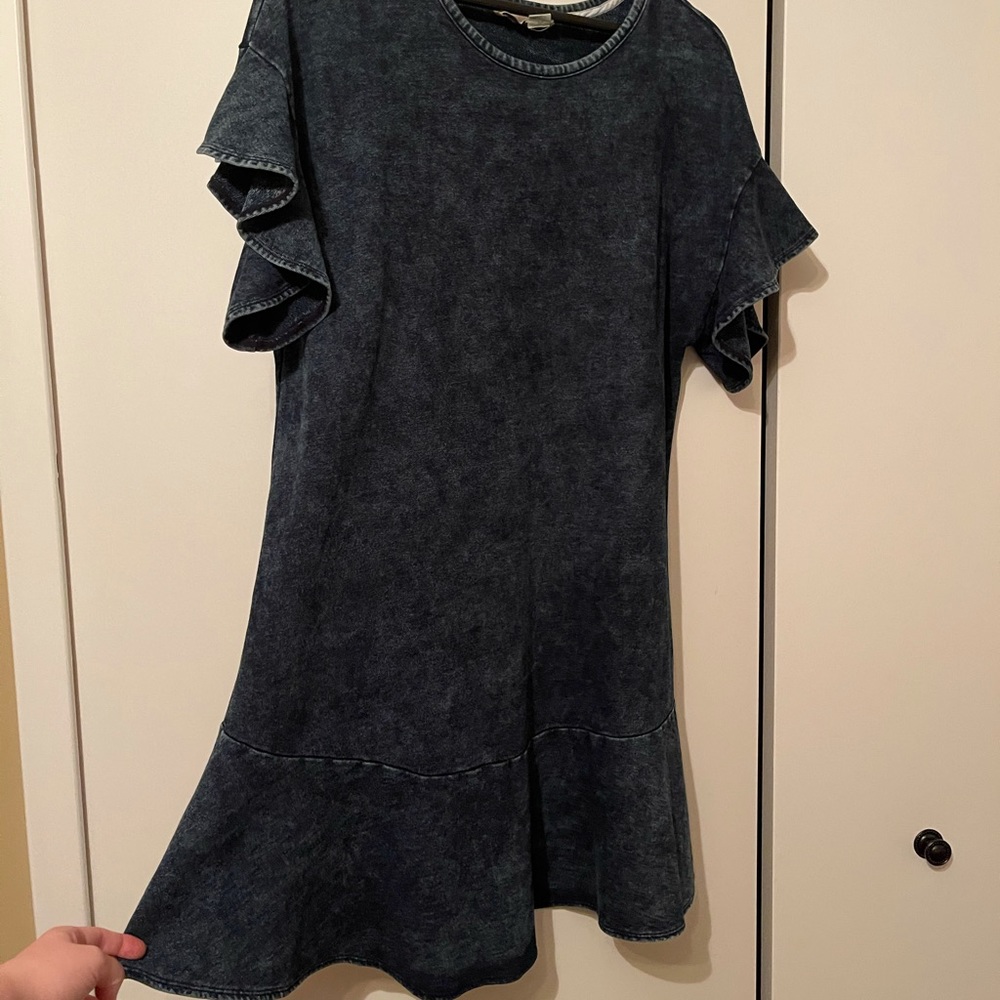 Anthropologie Denim Flare Sleeve Mini Dress Sz M